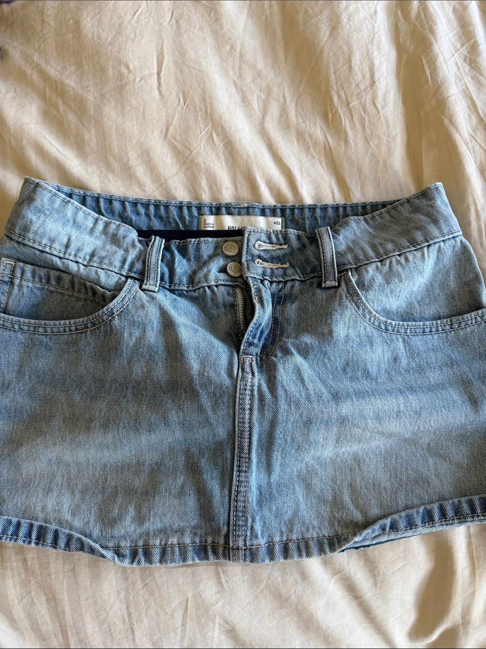 Light Blue Denim Mini Skirt hollister